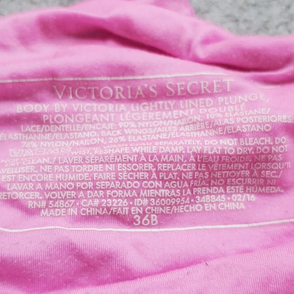 Victoria's Secret Women Bra 36B Pink Geometric Body By Lightly Lined Plunge